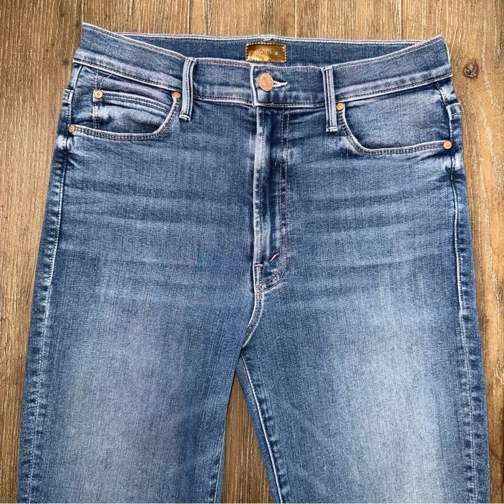 MOTHER Stunner Zip Ankle Step Fray sz 28 Skinny Leg blue Raw Hem
